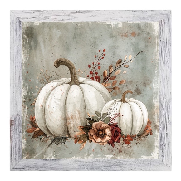 Hand Crafted Other - Floral Pumpkin Wall Art